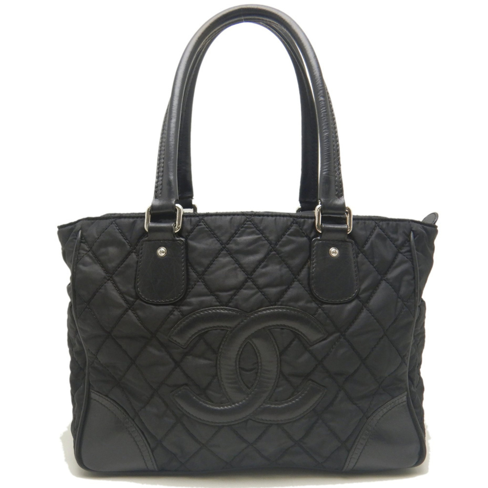 CHANEL Paris New York Line A33100 Tote Bag, Nylon x Calfskin, Black, Women's,...